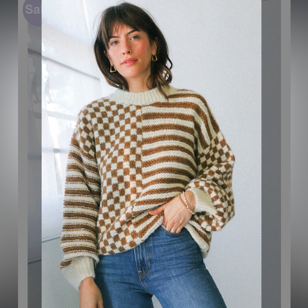 Blu Pepper Striped & Checkered Sweater